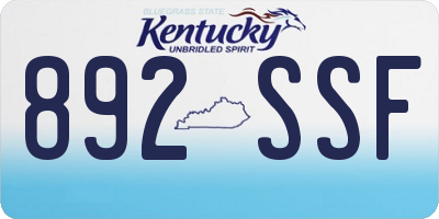 KY license plate 892SSF