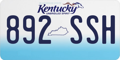 KY license plate 892SSH