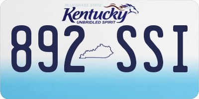 KY license plate 892SSI