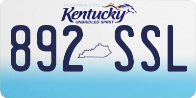 KY license plate 892SSL