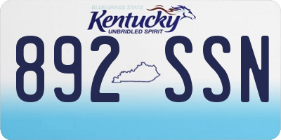 KY license plate 892SSN