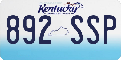 KY license plate 892SSP