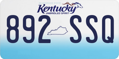 KY license plate 892SSQ