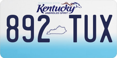 KY license plate 892TUX