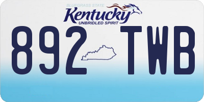 KY license plate 892TWB