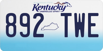 KY license plate 892TWE