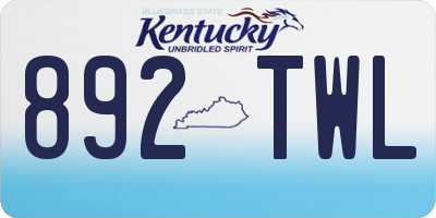 KY license plate 892TWL