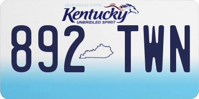 KY license plate 892TWN