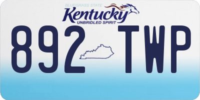 KY license plate 892TWP