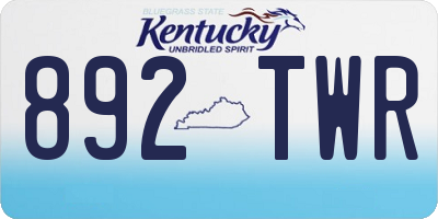 KY license plate 892TWR