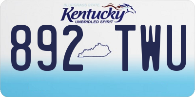 KY license plate 892TWU