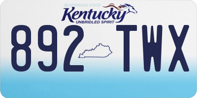 KY license plate 892TWX
