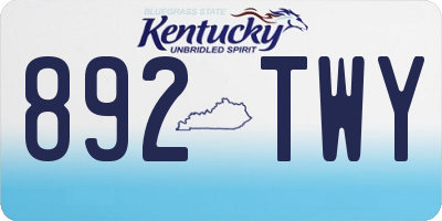 KY license plate 892TWY