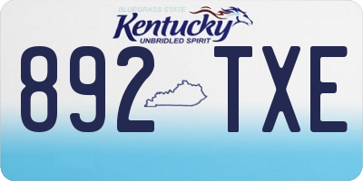 KY license plate 892TXE