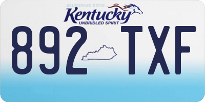 KY license plate 892TXF