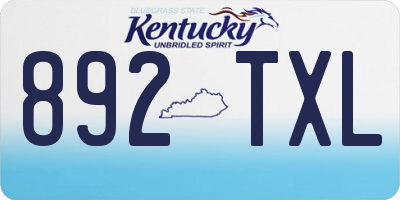 KY license plate 892TXL