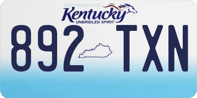 KY license plate 892TXN