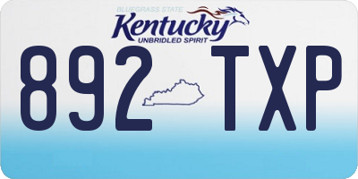 KY license plate 892TXP