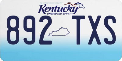 KY license plate 892TXS