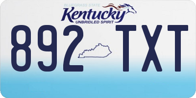 KY license plate 892TXT