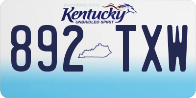 KY license plate 892TXW