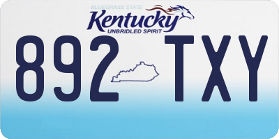 KY license plate 892TXY