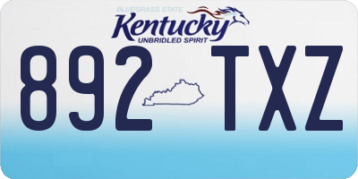 KY license plate 892TXZ