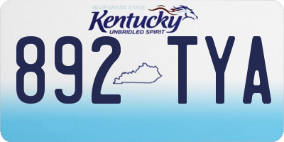 KY license plate 892TYA
