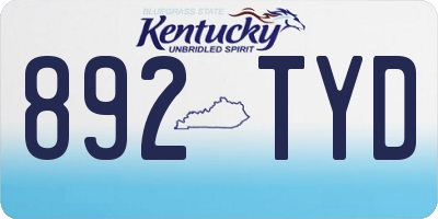 KY license plate 892TYD