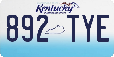KY license plate 892TYE