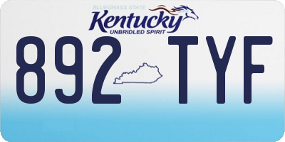 KY license plate 892TYF