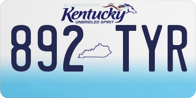 KY license plate 892TYR