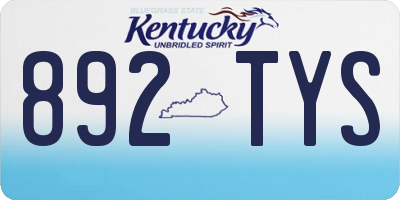 KY license plate 892TYS