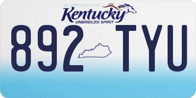 KY license plate 892TYU