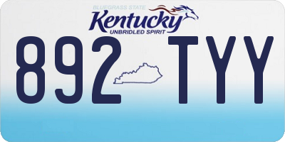 KY license plate 892TYY