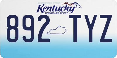 KY license plate 892TYZ