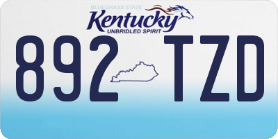 KY license plate 892TZD