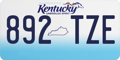 KY license plate 892TZE