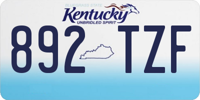 KY license plate 892TZF