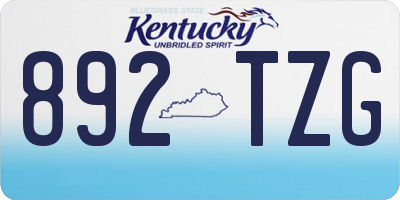 KY license plate 892TZG