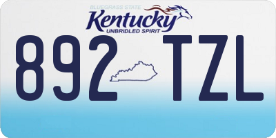 KY license plate 892TZL