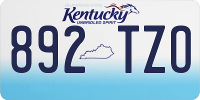 KY license plate 892TZO