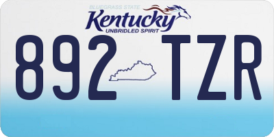 KY license plate 892TZR