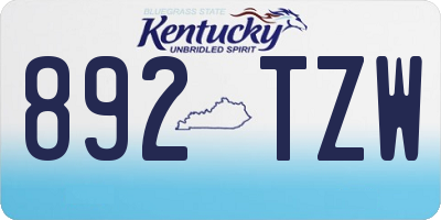 KY license plate 892TZW