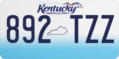 KY license plate 892TZZ
