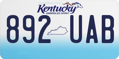 KY license plate 892UAB