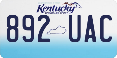 KY license plate 892UAC