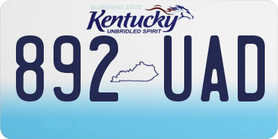 KY license plate 892UAD