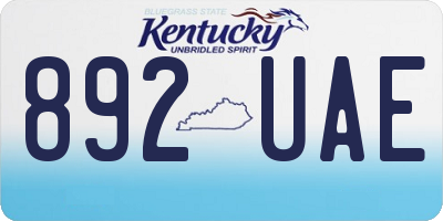 KY license plate 892UAE