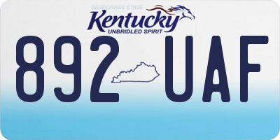 KY license plate 892UAF
